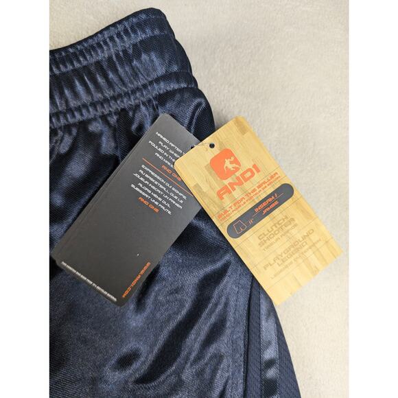 AND1 Shorts Men's Navy Blue Mesh Basketball Pull On Size 2XL Activewear - Picture 4 of 6